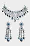 Buy_Auraa Trends_Blue Zircon Necklace Set _at_Aza_Fashions