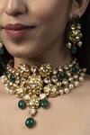 Shop_Auraa Trends_Green Beads Kundan Necklace Set _at_Aza_Fashions