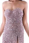 Ambrosia_Pink 100% Nylon Mesh Embroidered Sequin Sweetheart Neck Hand Bandeau Gown _Online_at_Aza_Fashions