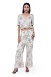 Buy_Ambrosia_White 100% Nylon Mesh Embroidered Sequin V Neck Cutdana Work Crop Top And Pant Set _at_Aza_Fashions