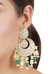 Shop_Auraa Trends_Gold Plated Pearls, Beads, Gota Patti Floral Kundan Chandbalis _at_Aza_Fashions