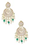 Auraa Trends_Gold Plated Pearls, Beads, Gota Patti Floral Kundan Chandbalis _Online_at_Aza_Fashions