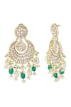 Buy_Auraa Trends_Gold Plated Pearls, Beads, Gota Patti Floral Kundan Chandbalis _Online_at_Aza_Fashions