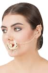 Shop_Auraa Trends_Gold Plated Beads, Diamonds Kundan Nose Pin _at_Aza_Fashions