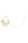 Buy_Auraa Trends_Gold Plated Beads, Diamonds Kundan Nose Pin _at_Aza_Fashions