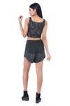 Shop_Ambrosia_Black 100% Nylon Mesh Cutdana, Sequin Square Embroidered Crop Top And Shorts Set_at_Aza_Fashions