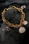 Buy_Auraa Trends_Gold Plated Stone Chain Link Charm Bracelet_at_Aza_Fashions
