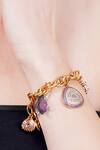Buy_Auraa Trends_Gold Plated Stone Chain Link Charm Bracelet_Online_at_Aza_Fashions