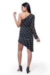 Shop_Ambrosia_Black 100% Nylon Mesh Sequin Work Asymmetric One Shoulder Dress_at_Aza_Fashions