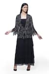 Buy_Ambrosia_Black 100% Nylon Mesh Square Neck Tiered Gown _at_Aza_Fashions