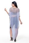 Shop_Ambrosia_Purple 100% Nylon Mesh Abstract, Beads Boat Neck Asymmetric Embroidered Kaftan _at_Aza_Fashions