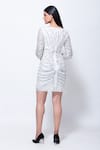 Shop_Ambrosia_White Nylon Mesh Fringe Embellished Dress_at_Aza_Fashions