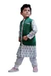 Buy_Tiny Colour_Green Cotton Embroidery Block Print Kurta Set With Bundi _Online_at_Aza_Fashions