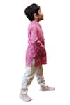 Tiny Colour_Pink Cotton Embroidery Block Print Bundi Kurta Set _Online_at_Aza_Fashions