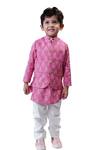 Buy_Tiny Colour_Pink Cotton Embroidery Block Print Bundi Kurta Set _Online_at_Aza_Fashions