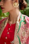 Shop_Atelier Shikaarbagh_Red Kurta Silk Satin Embroidery Floral Round Churidar Set  _Online_at_Aza_Fashions