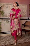 Atelier Shikaarbagh_Pink Kurta Silk Satin Embroidery Floral Round Churidar Set  _Online_at_Aza_Fashions