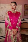 Atelier Shikaarbagh_Pink Kurta Silk Satin Embroidery Floral Round Churidar Set  _at_Aza_Fashions