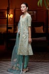 Atelier Shikaarbagh_Green Kurta Banarasi Brocade Embroidery Floral Pattern Churidar Set  _Online_at_Aza_Fashions