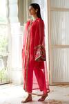 Atelier Shikaarbagh_Red Lurex, Organza, Satin Embroidery Round Neck, Kurta Overlay Set _Online_at_Aza_Fashions