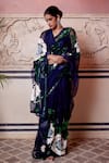 Atelier Shikaarbagh_Blue Saree - Silk Organza Embroidery Sequin Floral _Online_at_Aza_Fashions