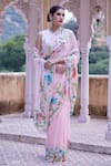 Atelier Shikaarbagh Pink , Chiffon, Satin Sequins, Zari, Embroidery 3d Butterfly Saree Online at Aza Fashions Atelier Shikaarbagh_Pink , Chiffon, Satin Sequins, Zari, Embroidery 3d Butterfly Saree _Online_at_Aza_Fashions