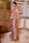 Buy_Atelier Shikaarbagh_Gold Silk Tissue Embroidery Deer Jaal Saree _Online_at_Aza_Fashions