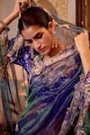 Shop_Atelier Shikaarbagh_Blue Saree Tissue Blouse Piece Embroidered Brocade Floral _Online_at_Aza_Fashions