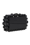 Buy_Sephyr_Black Resin Pearl Box Clutch _at_Aza_Fashions