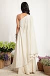 Shop_Amrita Thakur_White Embroidery Asymmetric One Shoulder Kurta And Lehenga Set _at_Aza_Fashions