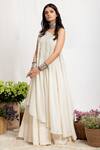 Amrita Thakur_White Embroidery Asymmetric One Shoulder Kurta And Lehenga Set _Online_at_Aza_Fashions
