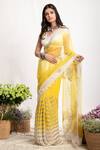 Buy_Amrita Thakur_Yellow Embroidery V Neck Saree With Blouse _at_Aza_Fashions
