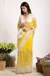 Shop_Amrita Thakur_Yellow Embroidery V Neck Saree With Blouse _Online_at_Aza_Fashions