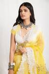 Amrita Thakur_Yellow Embroidery V Neck Saree With Blouse _at_Aza_Fashions