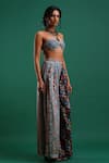 Nidhi Yasha_Grey Viscose Printed Sweetheart Neck Crop Top And Pant Set _Online_at_Aza_Fashions