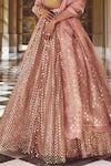 Shop_Pankaj & Nidhi_Pink Blouse Tulle Embroidery V Neck Embellished Bridal Lehenga Set  _Online_at_Aza_Fashions