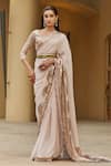 Pankaj & Nidhi_Gold Saree Georgette Blouse Dupion Hand Embellished With  _Online_at_Aza_Fashions