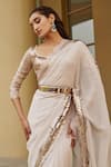 Buy_Pankaj & Nidhi_Gold Saree Georgette Blouse Dupion Hand Embellished With  _Online_at_Aza_Fashions