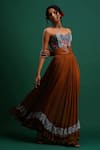 Buy_Nidhi Yasha_Green Viscose Embroidery Sweetheart Neck Printed Crop Top And Skirt Set  _at_Aza_Fashions