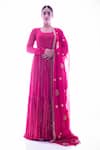 Buy_Pooja Rajpal Jaggi_Pink Anarkali Georgette Dupatta Organza Pant Embellished Set  _at_Aza_Fashions