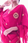 Pooja Rajpal Jaggi_Pink Georgette Embroidery U Neck Embellished Gharara And Kurta Set  _at_Aza_Fashions