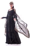 Buy_Pooja Rajpal Jaggi_Black Anarkali Georgette Dupatta Banarasi Pant Embellished Set  _Online_at_Aza_Fashions