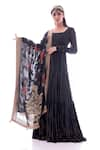 Shop_Pooja Rajpal Jaggi_Black Anarkali Georgette Dupatta Banarasi Pant Embellished Set  _Online_at_Aza_Fashions