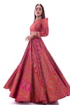 Buy_Pooja Rajpal Jaggi_Purple Brocade Embroidery Band Collar Banarasi Lehenga Set  _Online_at_Aza_Fashions