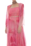 Shop_Pooja Rajpal Jaggi_Pink Lurex Georgette Embroidery Pearls Top Square Tie Dye Jacket Gharara Set _Online_at_Aza_Fashions