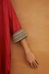 Buy Avacara Red Silk Marodi And Sequin Work V Collar Neck Embroidered Kaftan & Pant Set Online at Aza Fashions Buy_Avacara_Red Silk Marodi And Sequin Work V Collar Neck Embroidered Kaftan & Pant Set _Online_at_Aza_Fashions