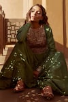 Shop_Avacara_Green Chanderi Handblock And Embroidered Bagru & Anarkali  _Online_at_Aza_Fashions