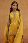 Avacara Yellow Kuta Cotton Matka Silk Handblock Print And Kurta Sharara Set Online at Aza Fashions Avacara_Yellow Kuta Cotton Matka Silk Handblock Print And Kurta Sharara Set _Online_at_Aza_Fashions