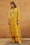 Buy Avacara Yellow Cotton Matka Silk Hand Embroidered Gota And Dori Kurta Pant Set at Aza Fashions Buy_Avacara_Yellow Cotton Matka Silk Hand Embroidered Gota And Dori Kurta Pant Set _at_Aza_Fashions