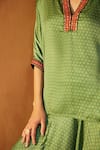 Avacara Green Modal Satin And Embroidery Handblock Kaftan & Draped Pant Set Online at Aza Fashions Avacara_Green Modal Satin And Embroidery Handblock Kaftan & Draped Pant Set_Online_at_Aza_Fashions